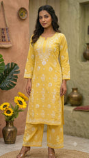Rayon white embroidered Set