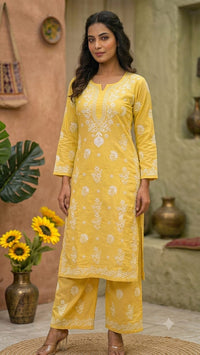 Rayon white embroidered Set