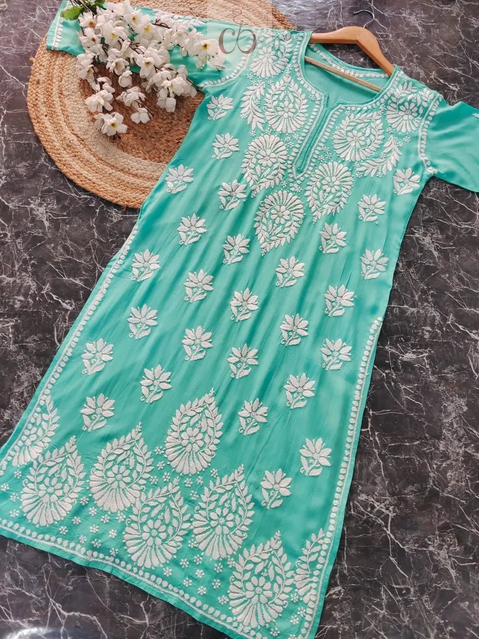 3D Modal Cotton Kurta - Chikankari Official