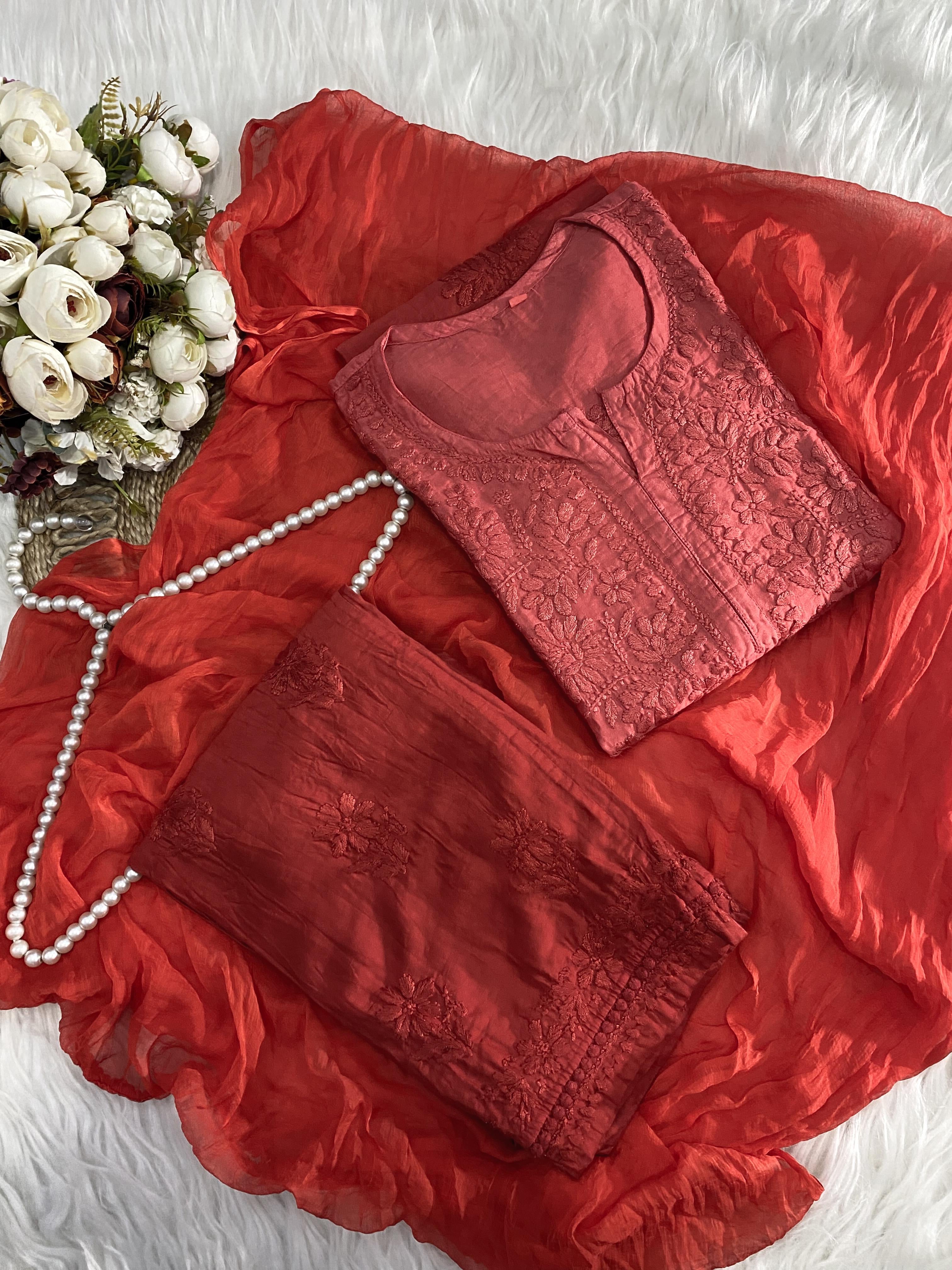 Soft dyed chanderi 3pc Set