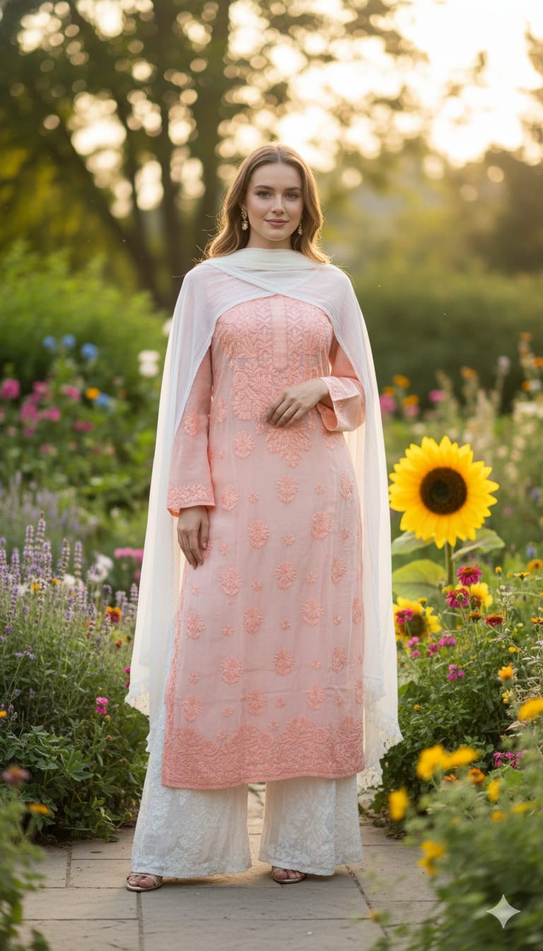 Luxury Creap 3d Work kurta