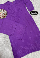 Modal lucknowi Daman rich work Kurta and plazzo with Potli Bag