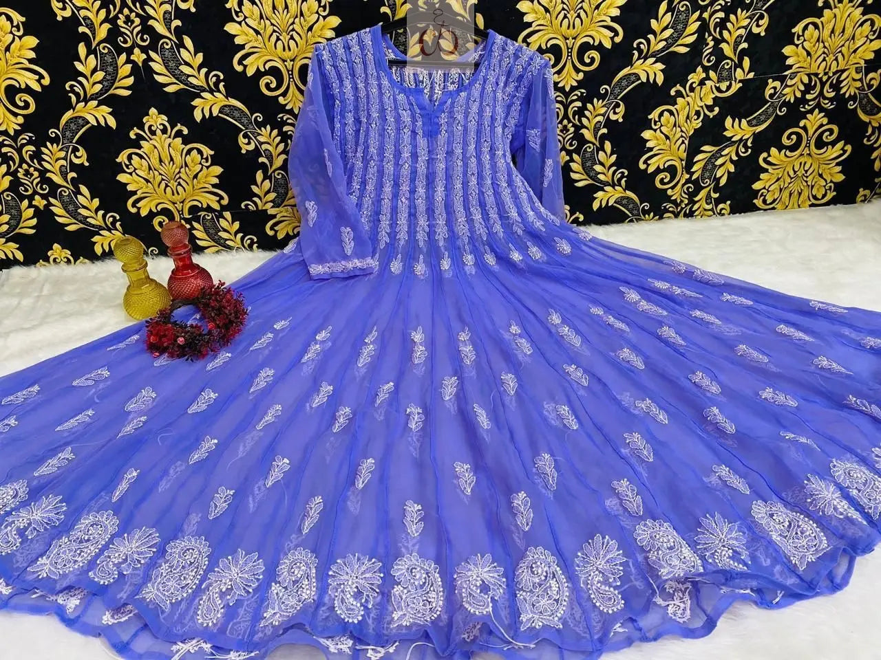 56 Kali Anarkali With Sharara - Chikankari Official