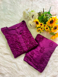 Chanderi 2pc Soft Muqaish work Set