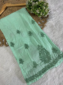 Threadwork designer kurta and pant soft rayon