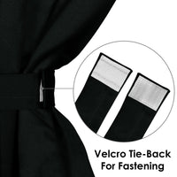 2 Pcs Black Blackout Faux Silk Room Darkening Window/Door/Semi Long Door/Long Door Curtains