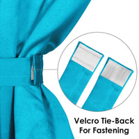 2 Pcs Blue Blackout Faux Silk Room Darkening Window/Door/Long Door Curtains