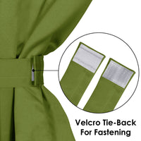2 Pcs Green Blackout Faux Silk Room Darkening Window/Door/Semi Long Door/Long Door Curtains