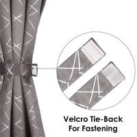 2 Pcs Blackout Foil Grey & Silver Criss Cross Window/Door/Long Door Curtains