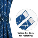 2 Pcs Blackout Foil Blue & Silver Criss Cross Window/Door/Long Door Curtains