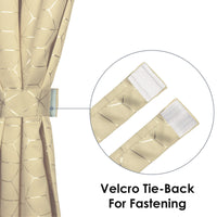 2 Pcs Blackout Foil Beige & Golden Hexagon Window/Door/Long Door Curtains