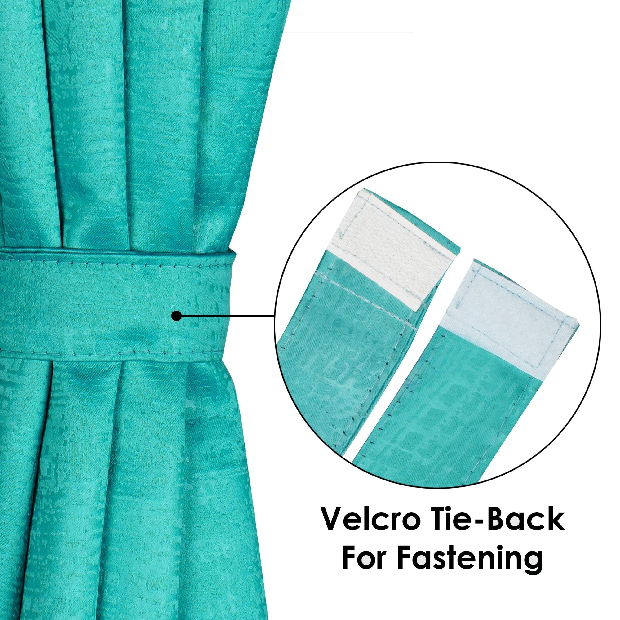 2 Pcs Cyan Grunge Blackout Emboss Faux Silk Room Darkening Window/Door/Long Door Curtains