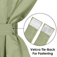 2 Pcs Green Blackout Faux Silk Room Darkening Window/Door/Semi Long Door/Long Door Curtains