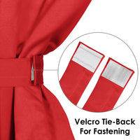 2 Pcs Red Blackout Faux Silk Room Darkening Window/Door/Long Door Curtains