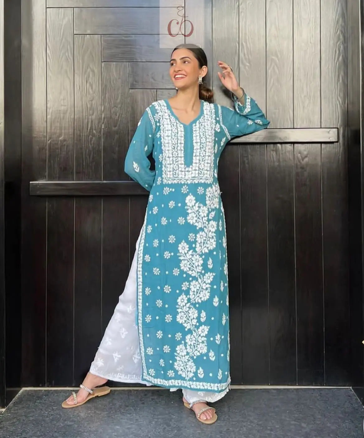 3d Jasmin Muslin Kurti - Chikankari Official