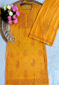 3D anchor Square Gala Muqaish thread Hand work 2pc Set - Chikankari official