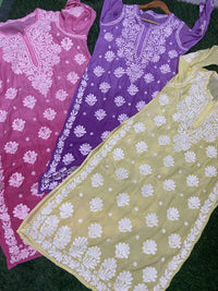 3d Base Work Fancy Kurti pure Masleen - Chikankari official