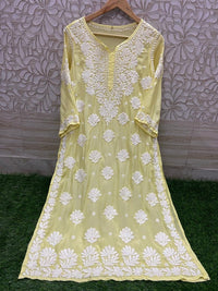 3d Base Work Fancy Kurti pure Masleen - Chikankari official