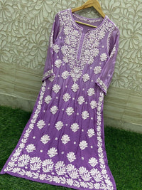 3d Base Work Fancy Kurti pure Masleen - Chikankari official