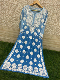 3d Base Work Fancy Kurti pure Masleen - Chikankari official
