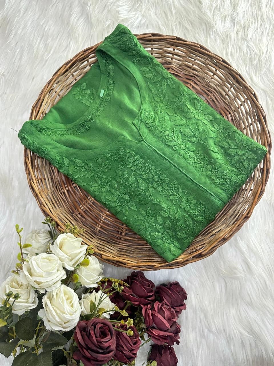 3d Embroidery Rayon Soft and Heavy Kurta - Chikankari official