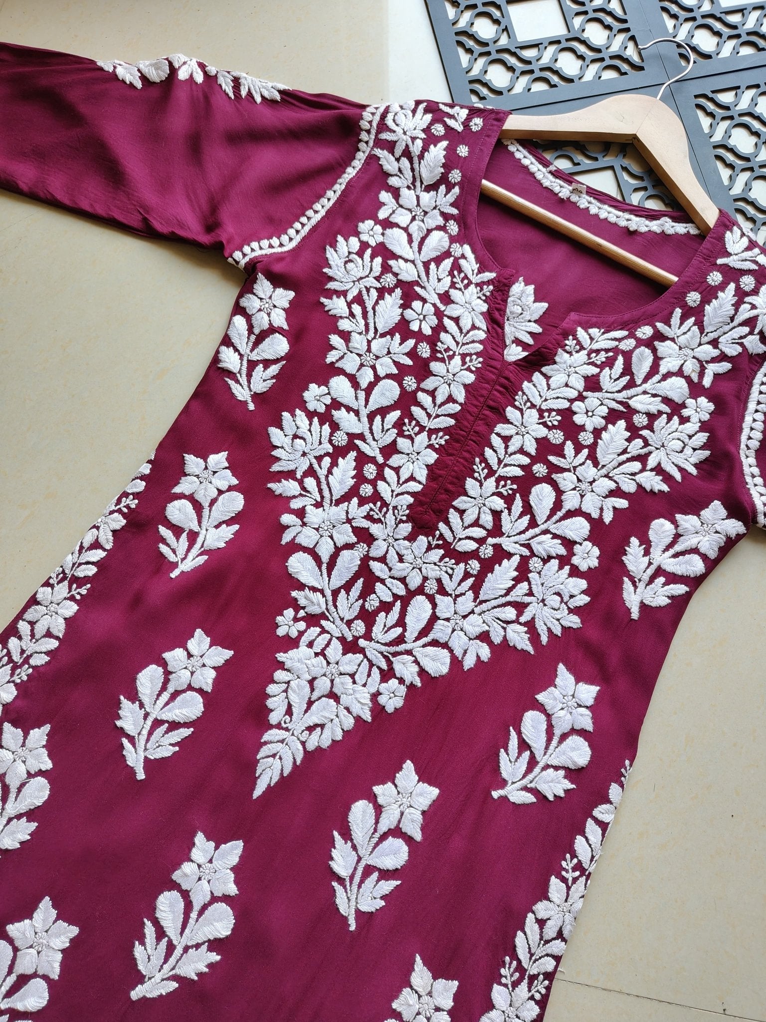 3D heavy Work Modal pure Cotton kurta - Chikankari official