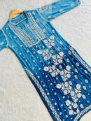 3d Jasmin Muslin Kurti - Chikankari official