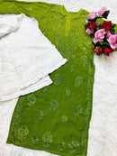 3d Lucknowi Ghaspatti Pure handwork Viscose Kurta with inner - Chikankari official