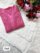 3d Lucknowi Ghaspatti Pure handwork Viscose Kurta with inner - Chikankari official