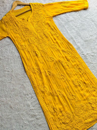 3d Luxe Viscose Flower Jaal Kurta - Chikankari official
