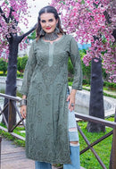 3d Luxe Viscose Flower Jaal Kurta - Chikankari official
