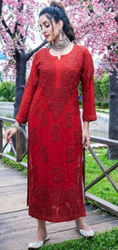 3d Luxe Viscose Flower Jaal Kurta - Chikankari official
