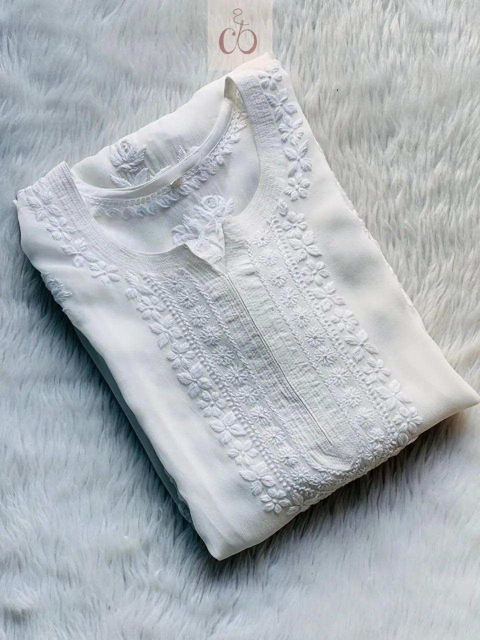 3D luxe viscose Kurti - Chikankari official