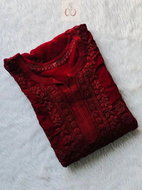 3D luxe viscose Kurti - Chikankari official