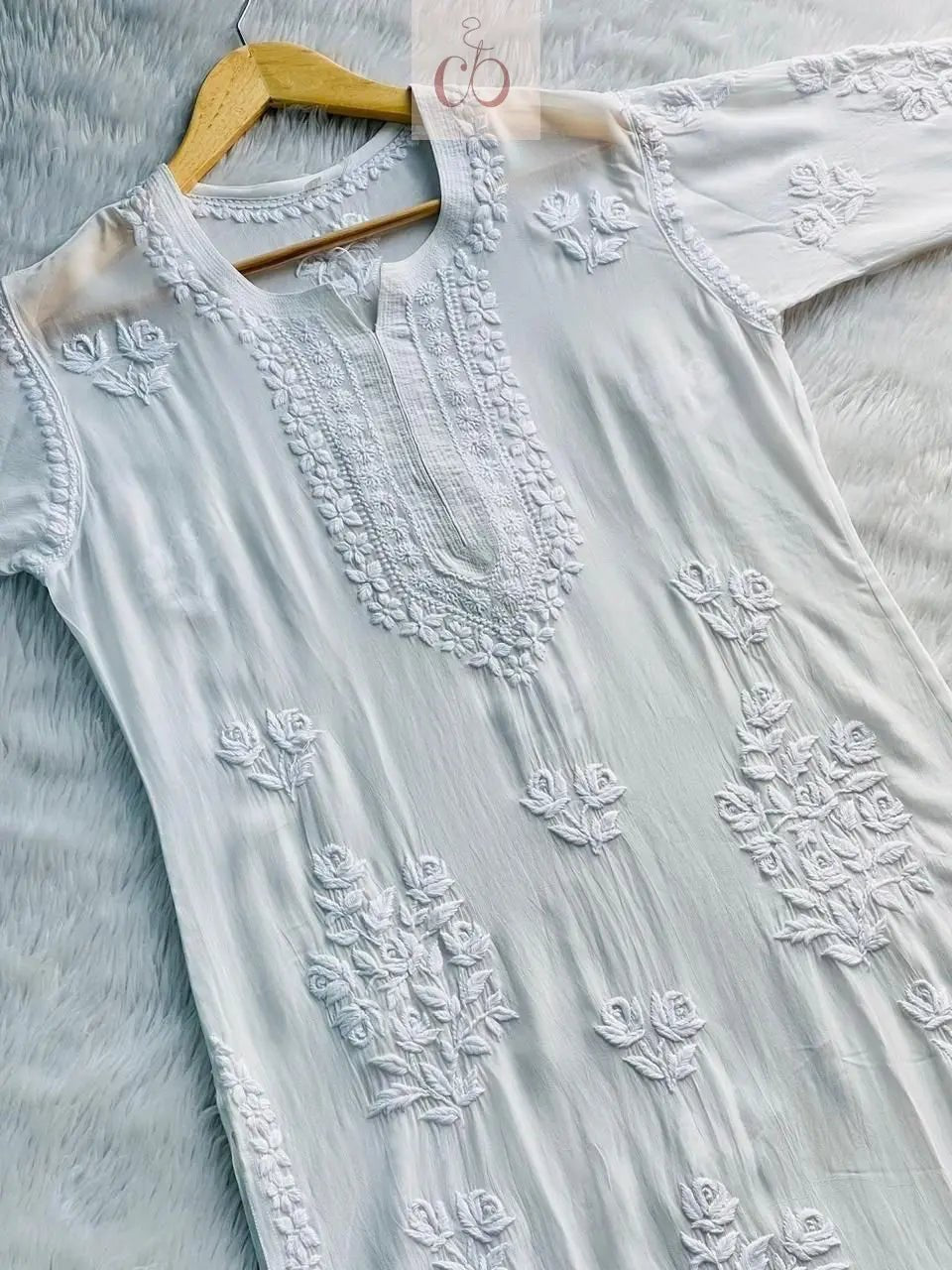 3D luxe viscose Kurti - Chikankari official