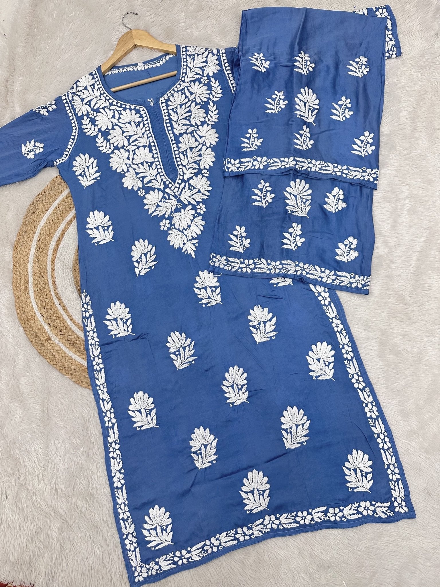 3D Modal CottonSatin Set - Chikankari official