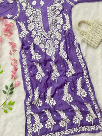 3D Muslin Batson Edition Kurta - Chikankari official