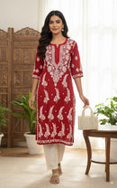 3D Muslin Batson Edition Kurta - Chikankari official