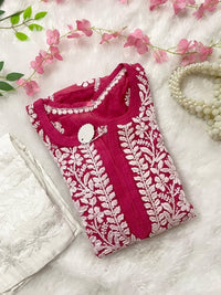3D Muslin Batson Edition Kurta - Chikankari official