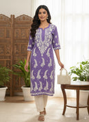 3D Muslin Batson Edition Kurta - Chikankari official