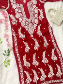 3D Muslin Batson Edition Kurta - Chikankari official