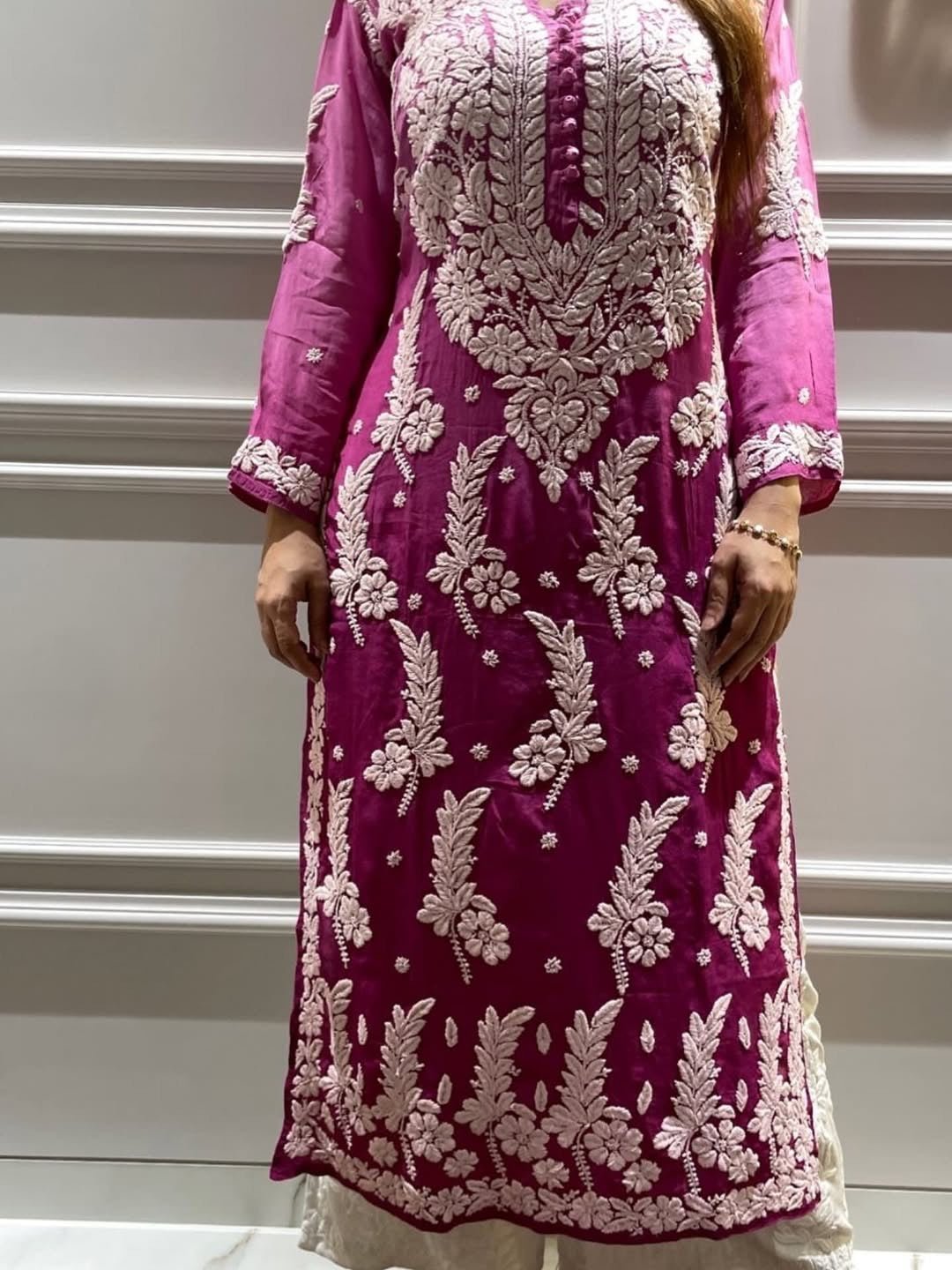3D Muslin Batson Edition Kurta - Chikankari official