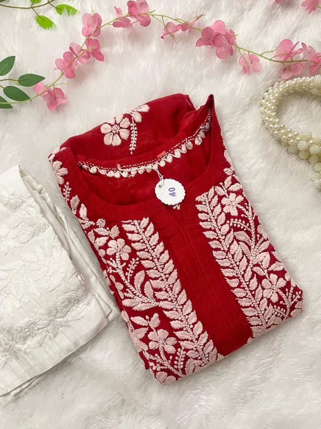 3D Muslin Batson Edition Kurta - Chikankari official