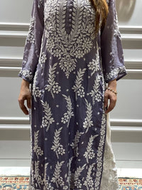 3D Muslin Batson Edition Kurta - Chikankari official