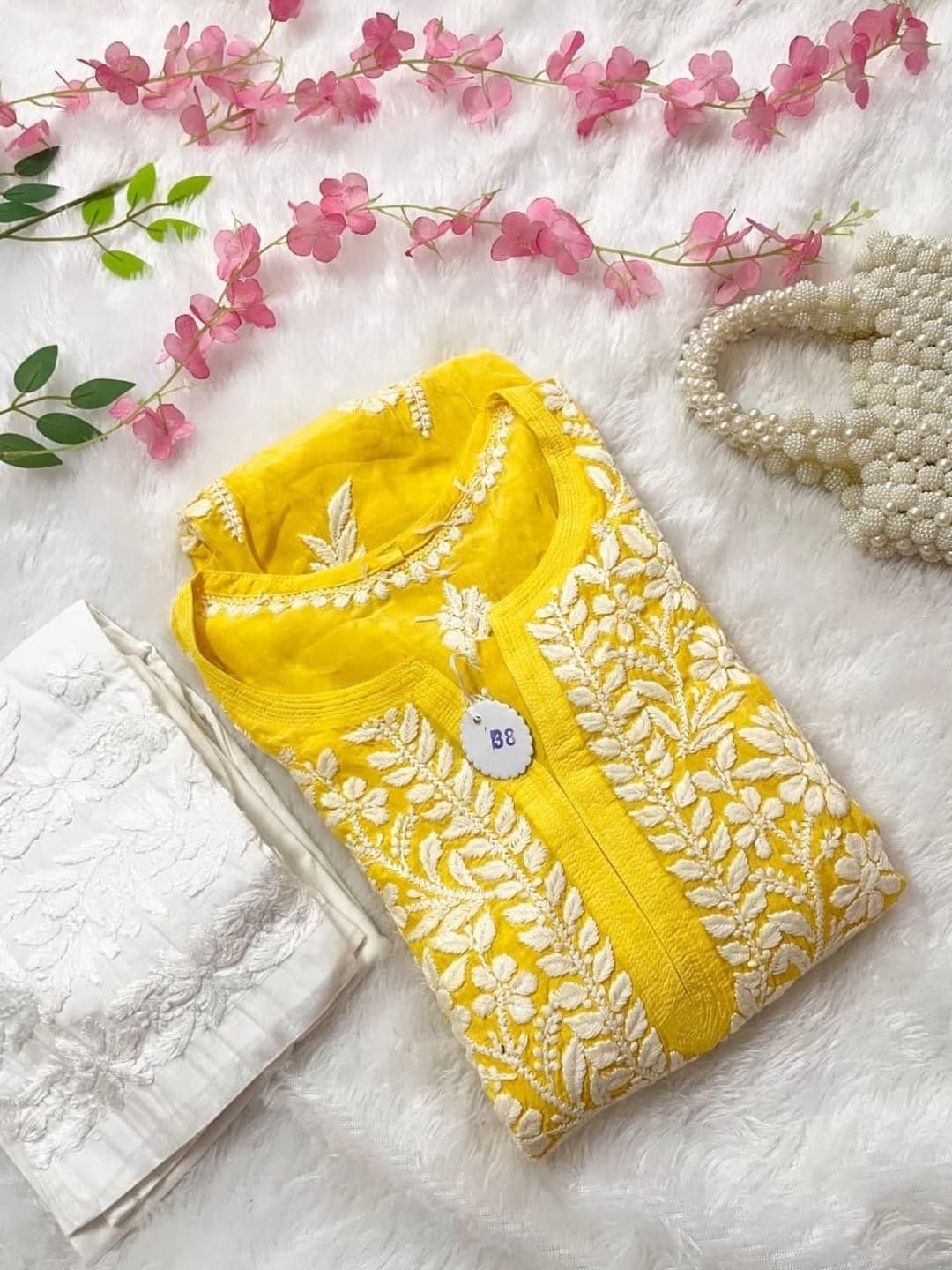 3D Muslin Batson Edition Kurta - Chikankari official