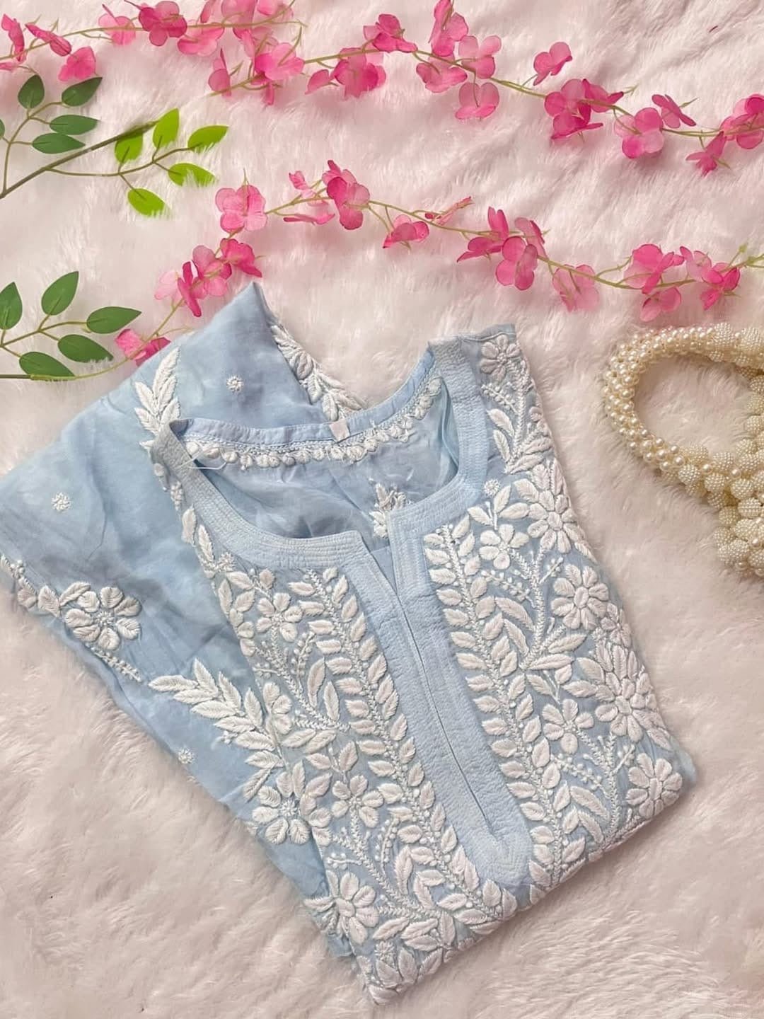 3D Muslin Batson Edition Kurta - Chikankari official