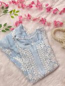 3D Muslin Batson Edition Kurta - Chikankari official