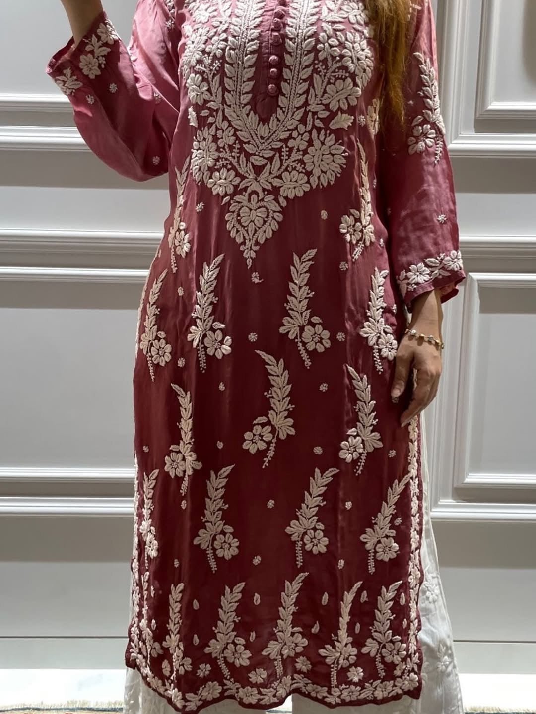 3D Muslin Batson Edition Kurta - Chikankari official