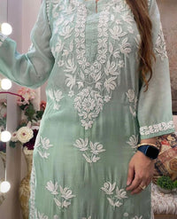 3D Premium Boota Jaal Luxury Kurti - Chikankari official