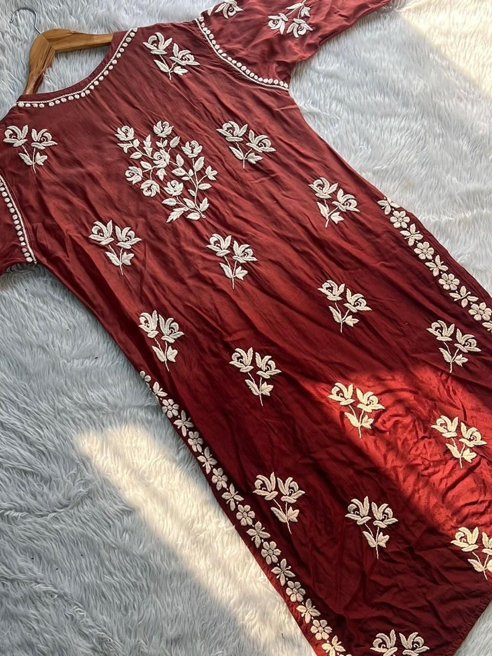 3D Premium Boota Jaal Luxury Kurti - Chikankari official